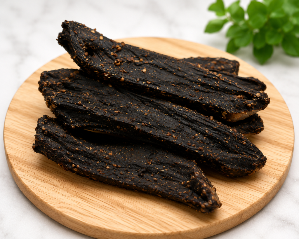 Sliced kudu game biltong, air-dried, handcrafted by VeldBees Biltong